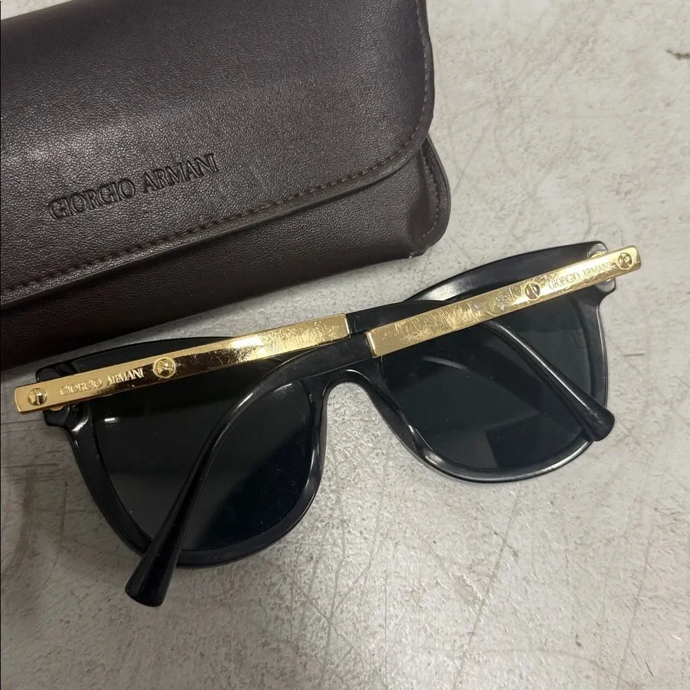 Giorgio Armani Black Sunglasses with Brown Case and Cloth - AUTHENTIC